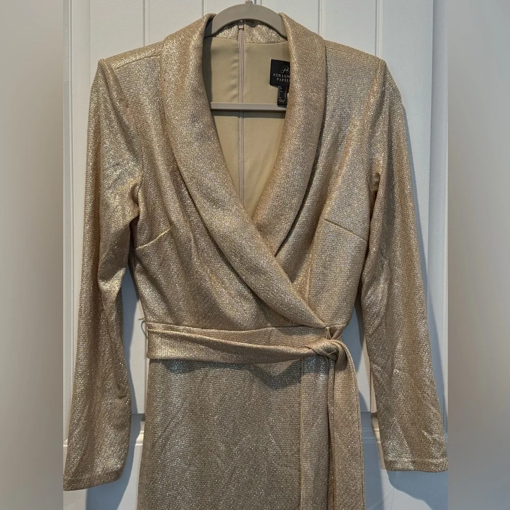 Adrianna Papell Gold Long sleeve dress Size 4 - Picture 7 of 15